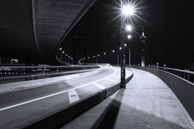 Light trails on road at night