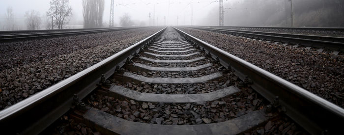 Surface level of empty railroad tracks