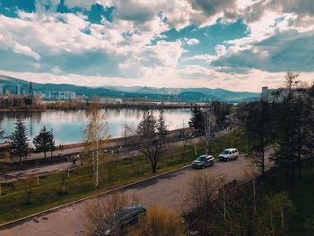 Scenic view of lake against sky