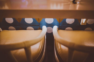 Close-up of empty chairs