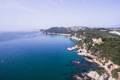 High angle view of sea against sky