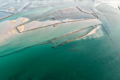 High angle view of snow covered landscape