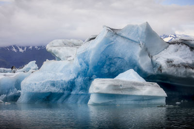 Icebergs at jokulsarlon glacier lagoon in southern iceland.