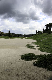 Scenic view of land against sky