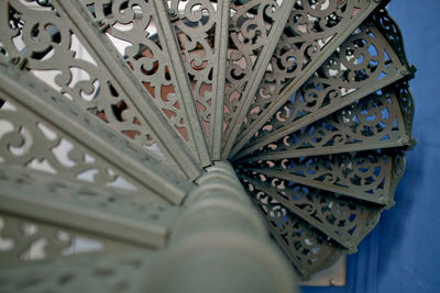 Full frame shot of a cast iron spiral staircase inside an old heritage building in georgetown penang