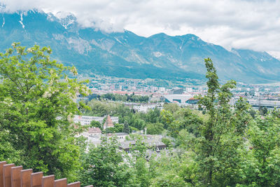 High angle view of townscape against sky