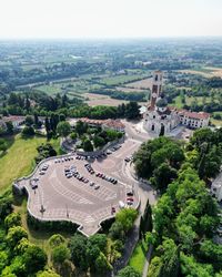 High angle view of townscape against sky