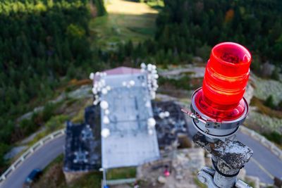 High angle view of electric lamp on field