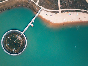 High angle view of drink in swimming pool