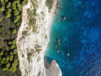 High angle view of rocks on beach