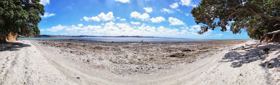 Scenic view of beach against sky