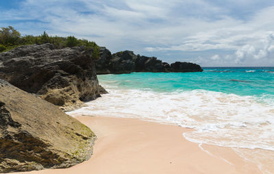 Scenic view of beach against sky