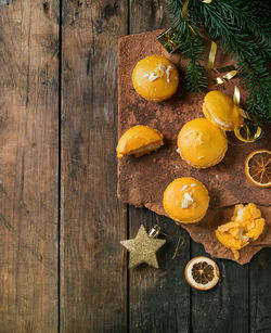 High angle view of fruits on table