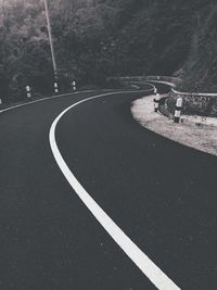 High angle view of empty road