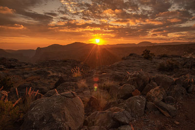 Scenic view of landscape against sky during sunset