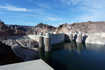 Panoramic view of dam against sky