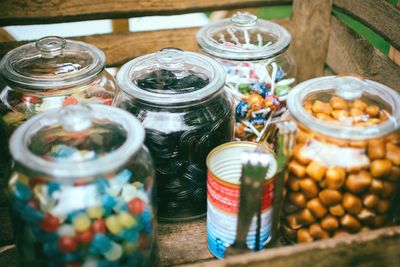 Close-up of candies in jar