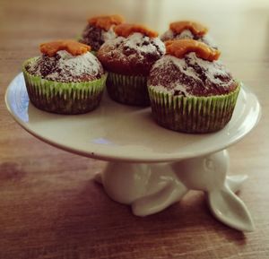 Close-up of cupcakes on table