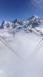 Scenic view of snow mountains against sky