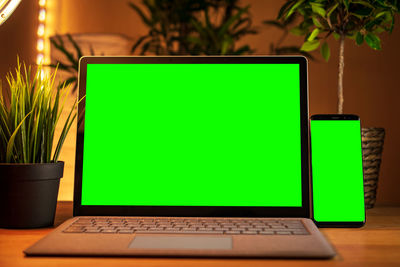 Close-up of laptop on table