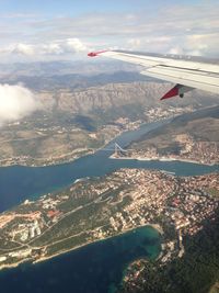 Aerial view of mountains against sky