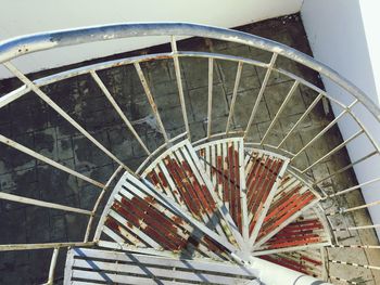 Close-up of railing on steps