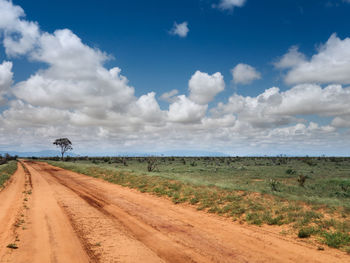 Road by landscape against sky