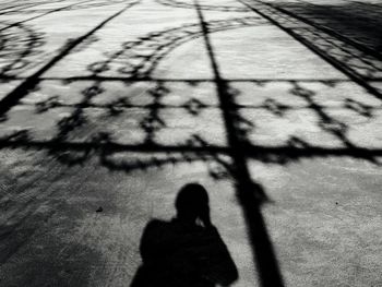 Shadow of people on road