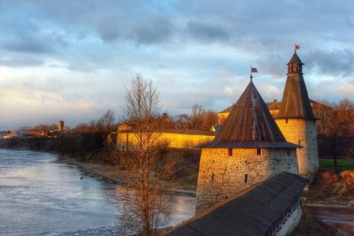 View of clock tower against cloudy sky
