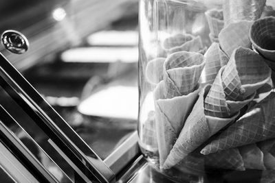 Close-up of ice cream in glass