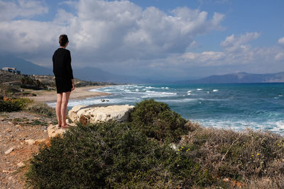 Rear view of man standing on beach