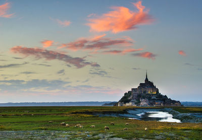 View of mont saint-michel against sky during sunset