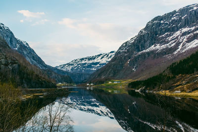 Scenic view of lake and mountains