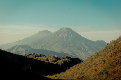 Scenic view of mountains against sky