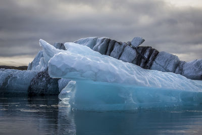 Scenic view of frozen lake against sky