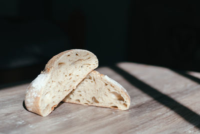 Close-up of bread on cutting board