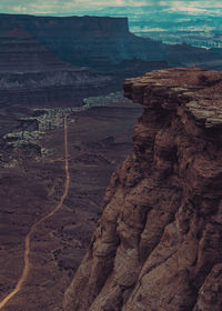 High angle view of rock formations on land