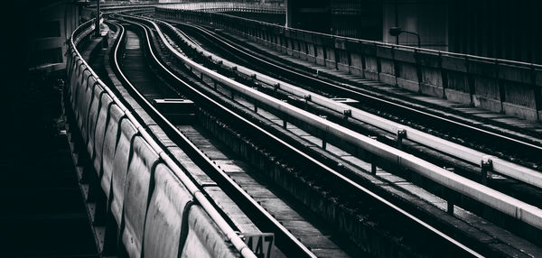 High angle view of railroad tracks