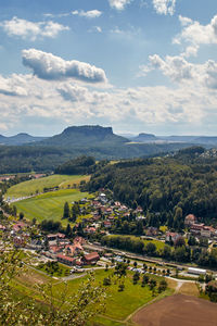 Landscape of the mountain called lilienstein seen from lookout point bastei in saxon switzerland