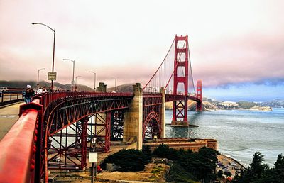 View of suspension bridge against sky