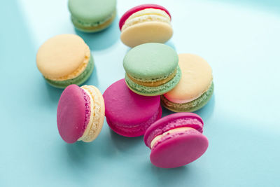 Close-up of macaroons on table