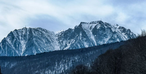 Mountain range view from the bottom up