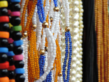 Necklaces for sale at market stall