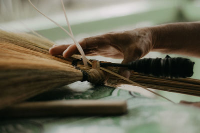 Close-up of hands working