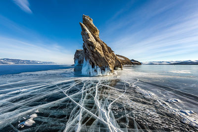 Ogoy island on lake baikal in winter.