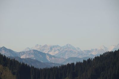 Scenic view of mountains against clear sky