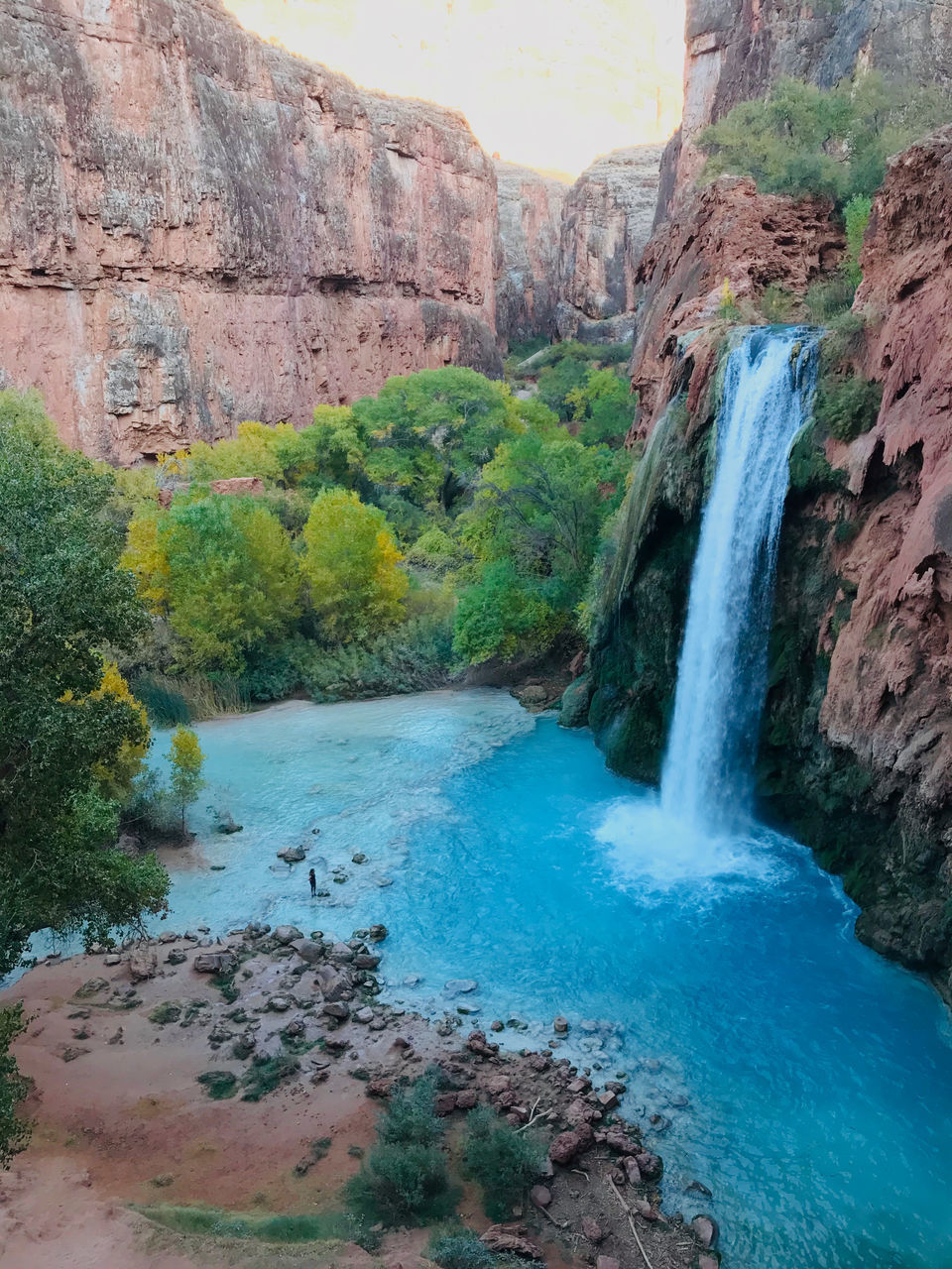 SCENIC VIEW OF WATERFALL IN ROCKS