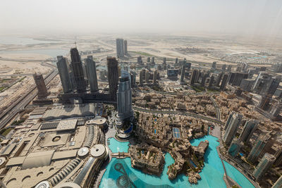 High angle view of buildings in city