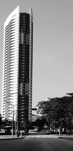 Low angle view of buildings against clear sky