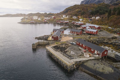 Cabins and surroundings of nusfjord, typical norwegian village